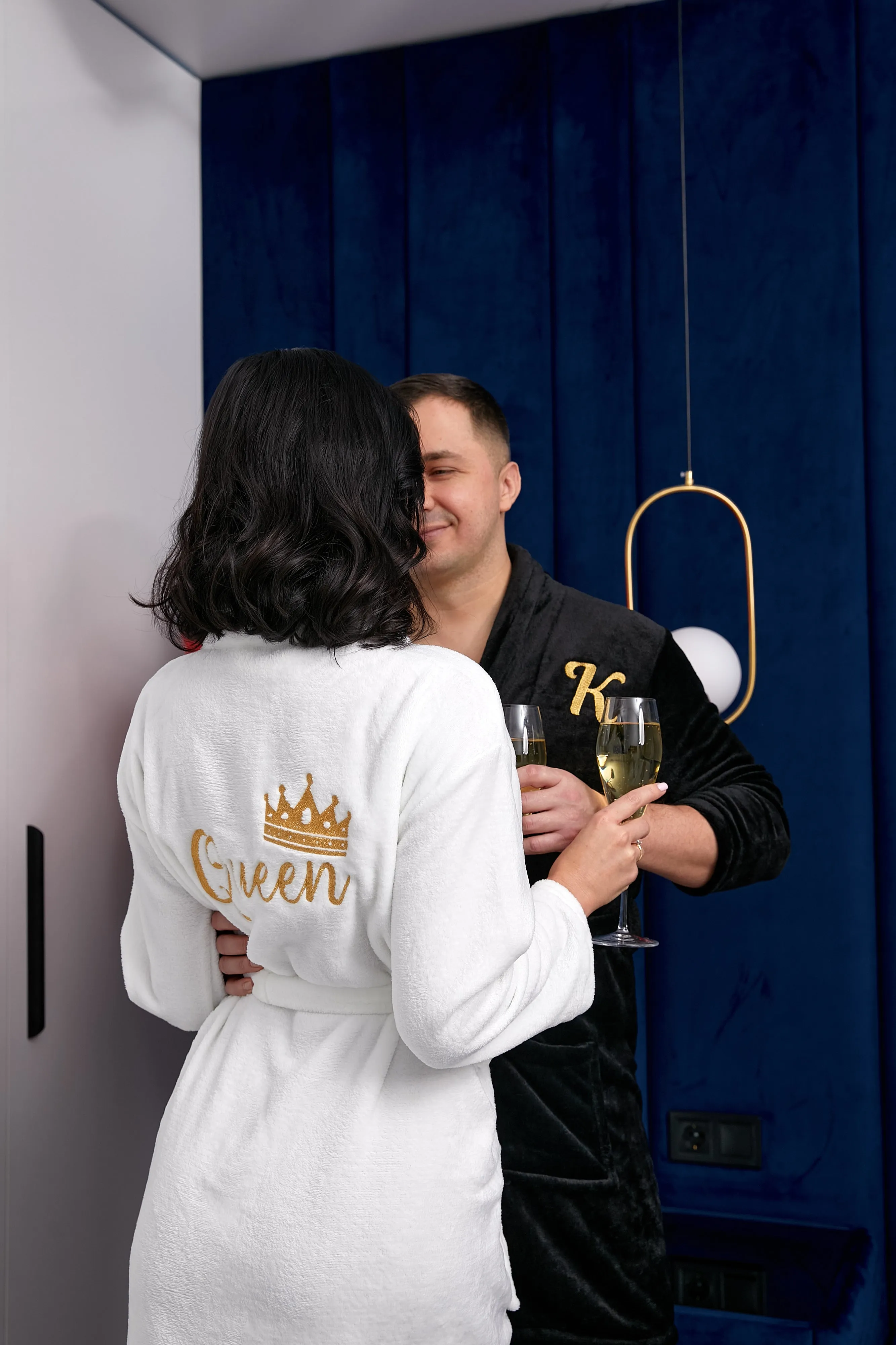 King and Queen Bathrobes for Couple Cozy Terry Bathrobes wife and husband - Glitter