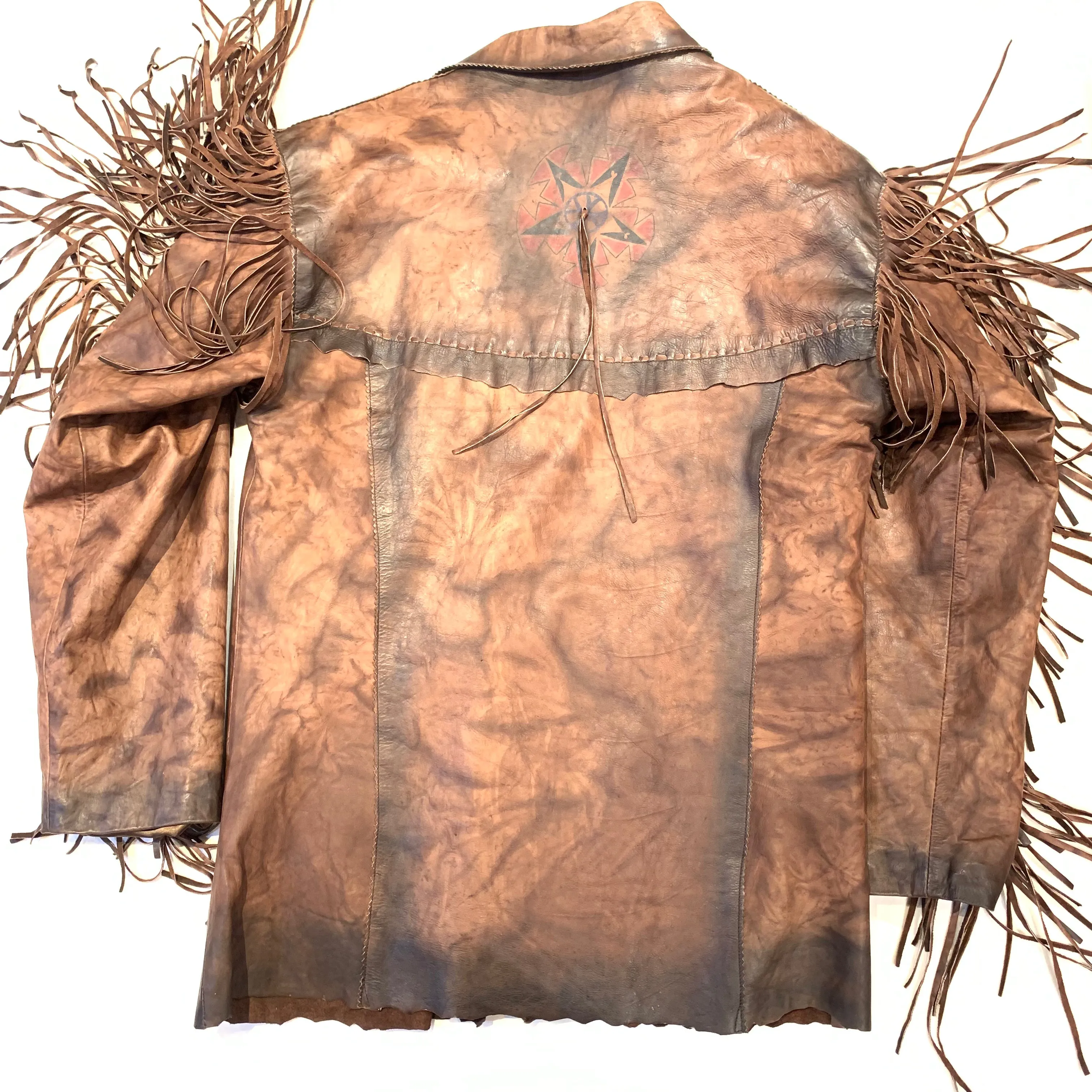 Kobler Hand Crafted Brown Leather Fringe Jacket