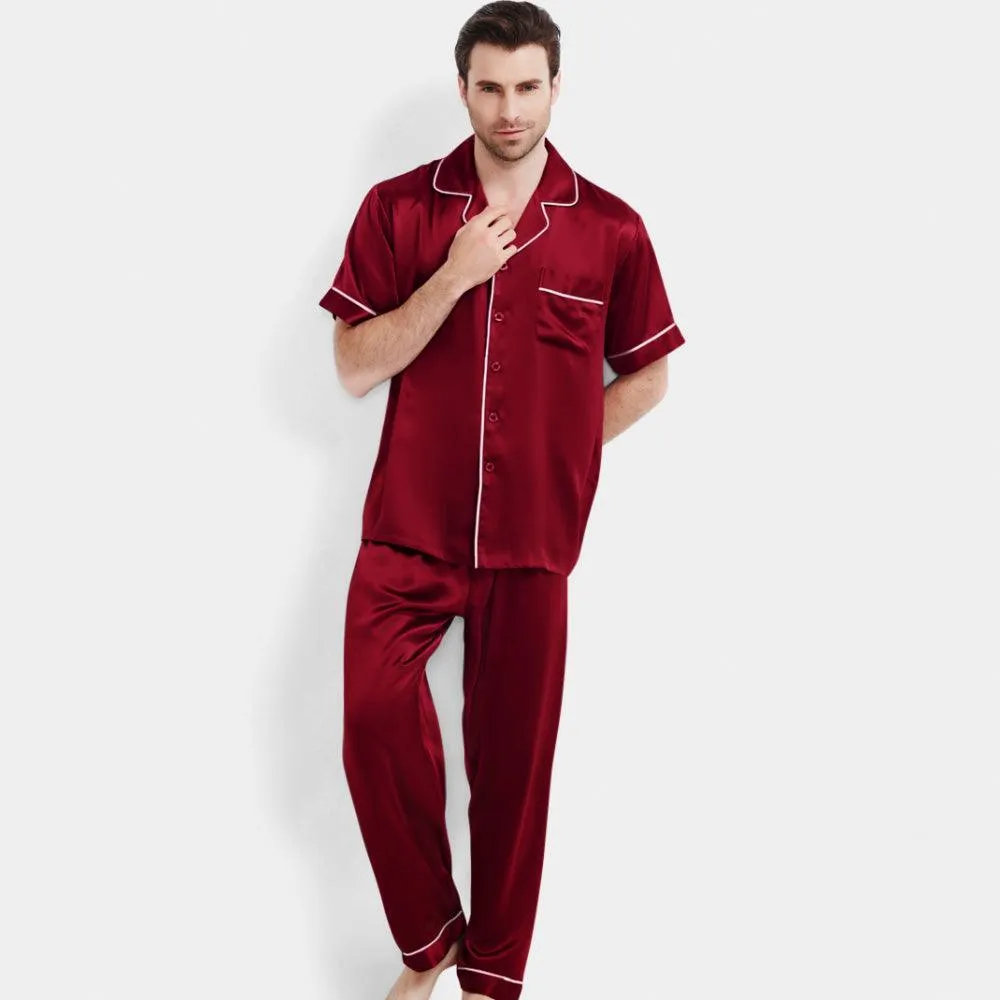 Men's Short Sleeved Silk Pajama Set for Men Silk loungewear