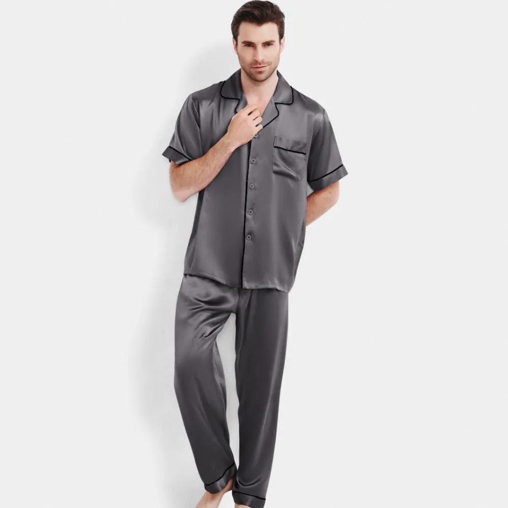 Men's Short Sleeved Silk Pajama Set for Men Silk loungewear