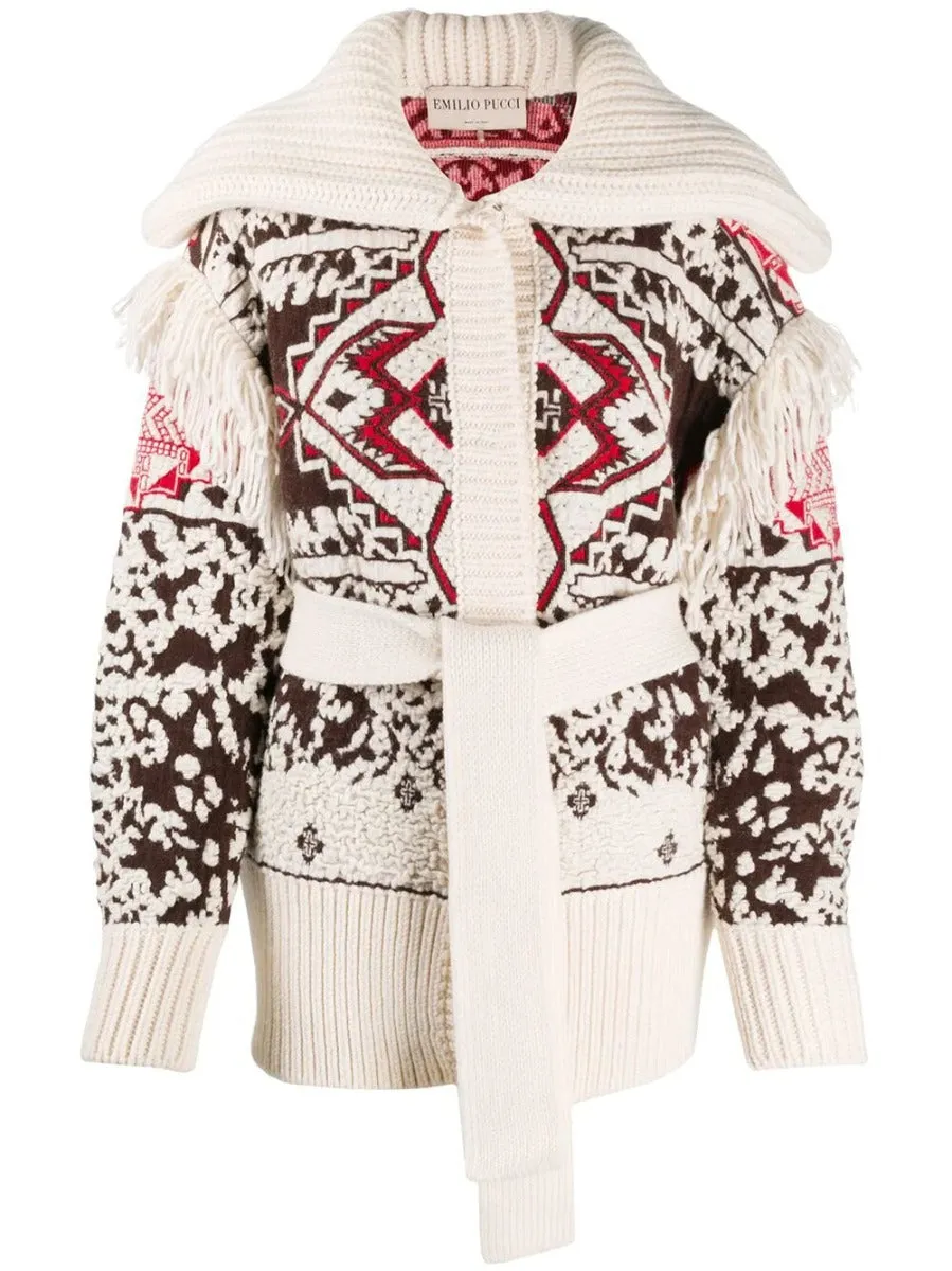 Mohair and Wool White Fringe Cardigan