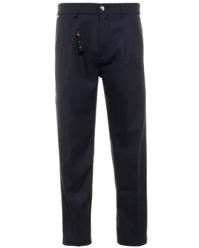 Navy Wool and Cashmere Cropped Trouser