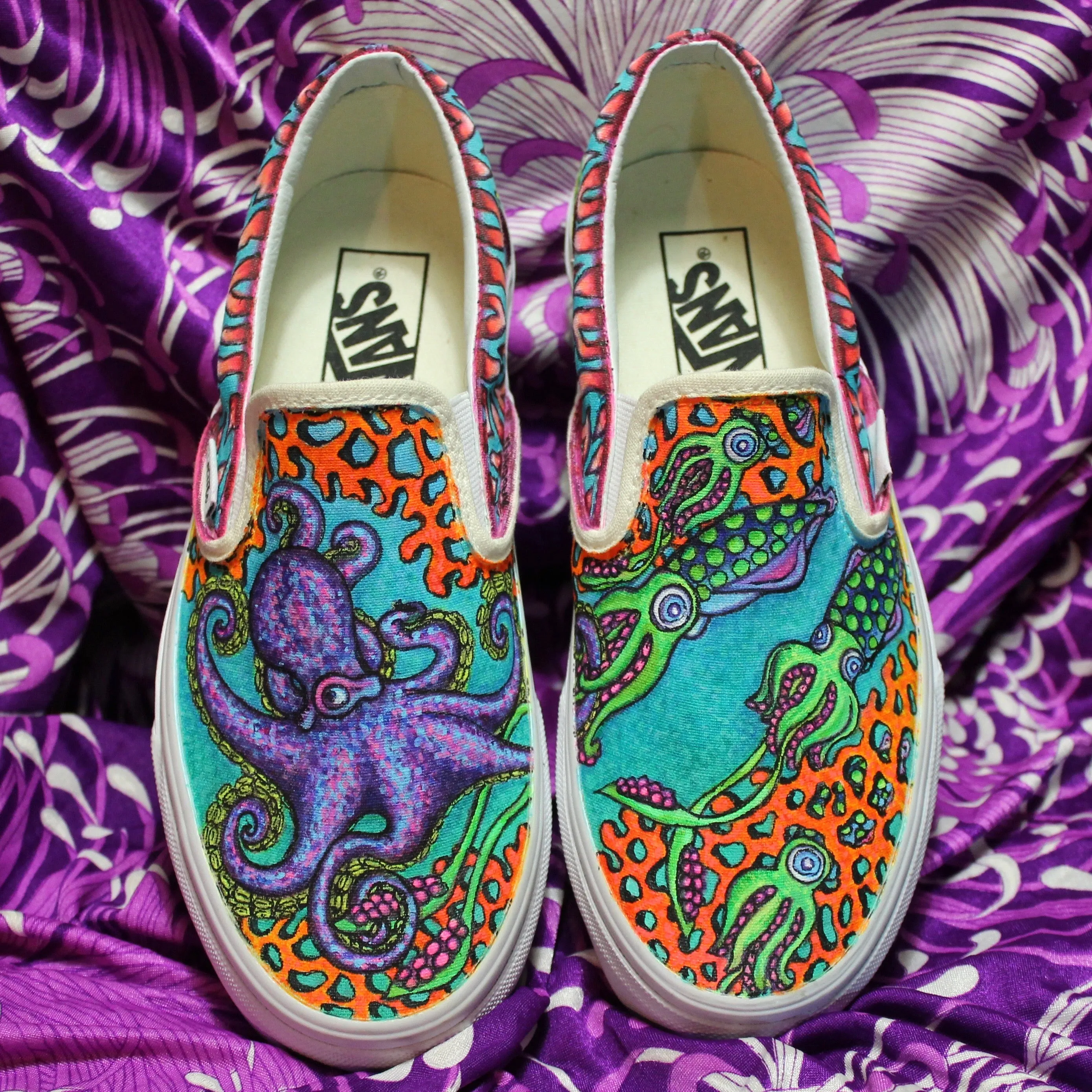 Octopus / Cephalopod custom Vans Slip On Sneakers