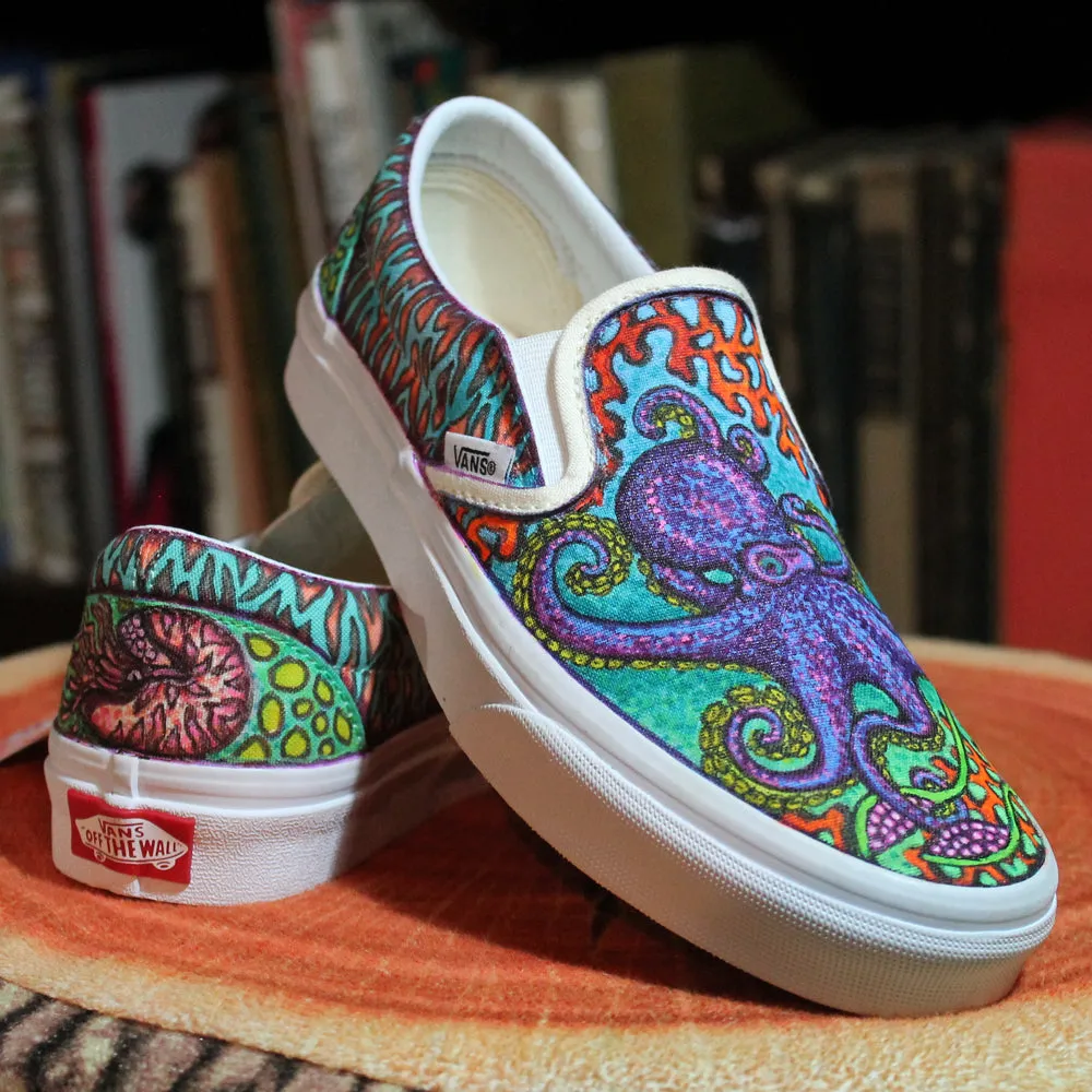 Octopus / Cephalopod custom Vans Slip On Sneakers