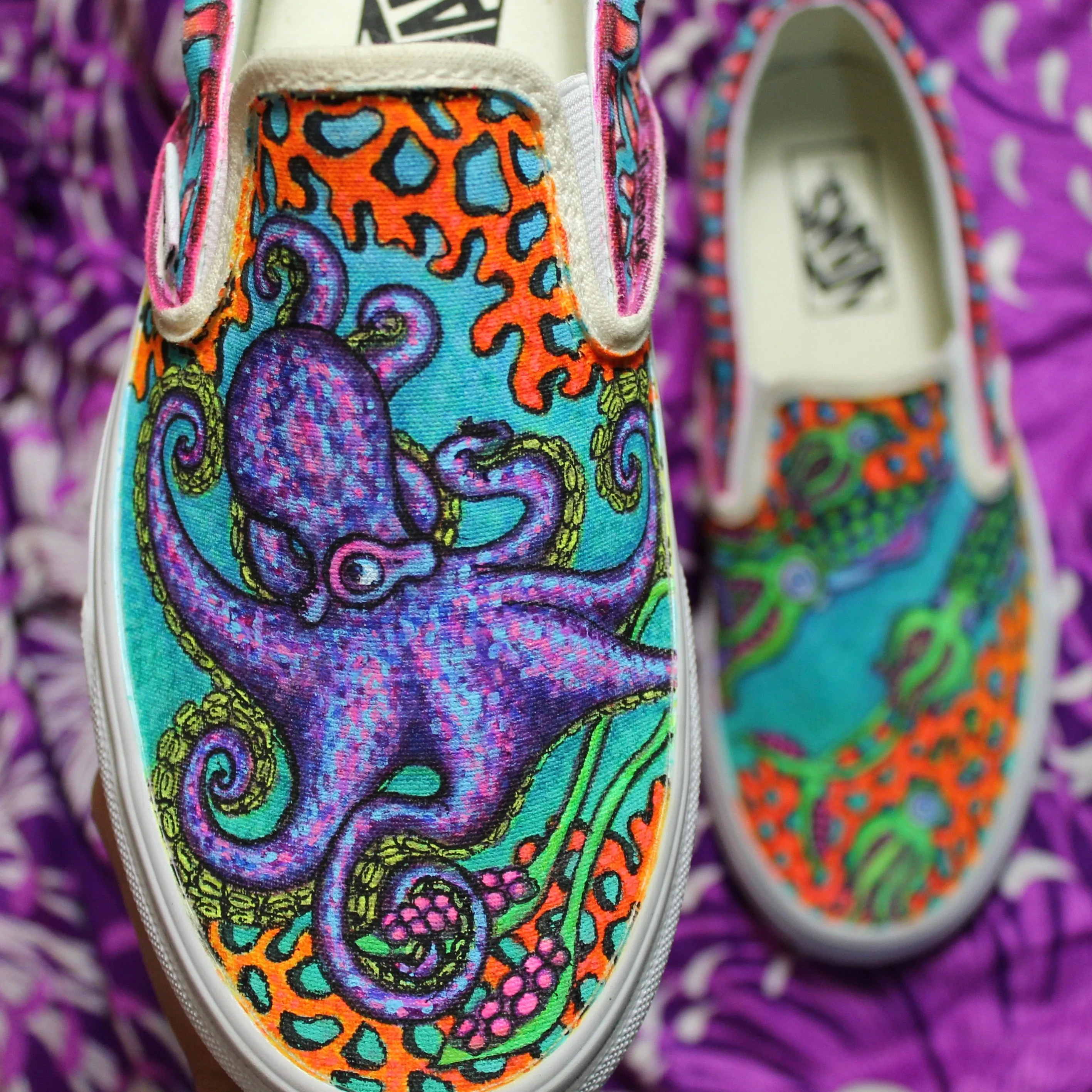 Octopus / Cephalopod custom Vans Slip On Sneakers