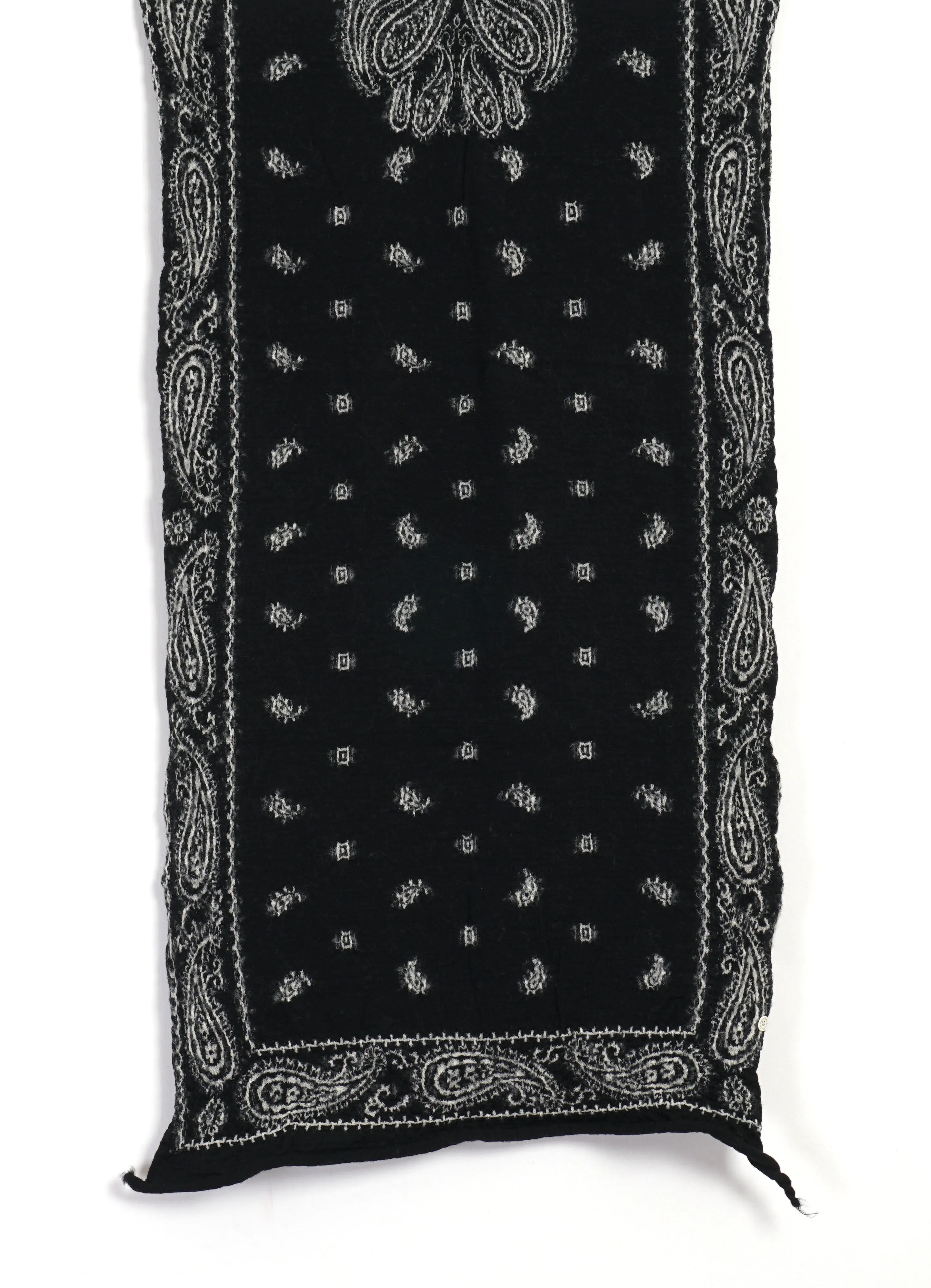 PAISLEY BANDANA | Compressed Wool Scarf | Black