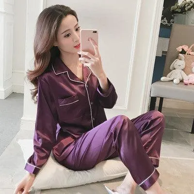 Pajamas suit silk pajamas