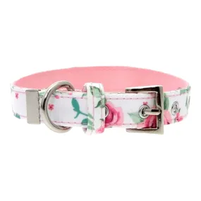 Pink Floral Cascade Fabric Dog Collar