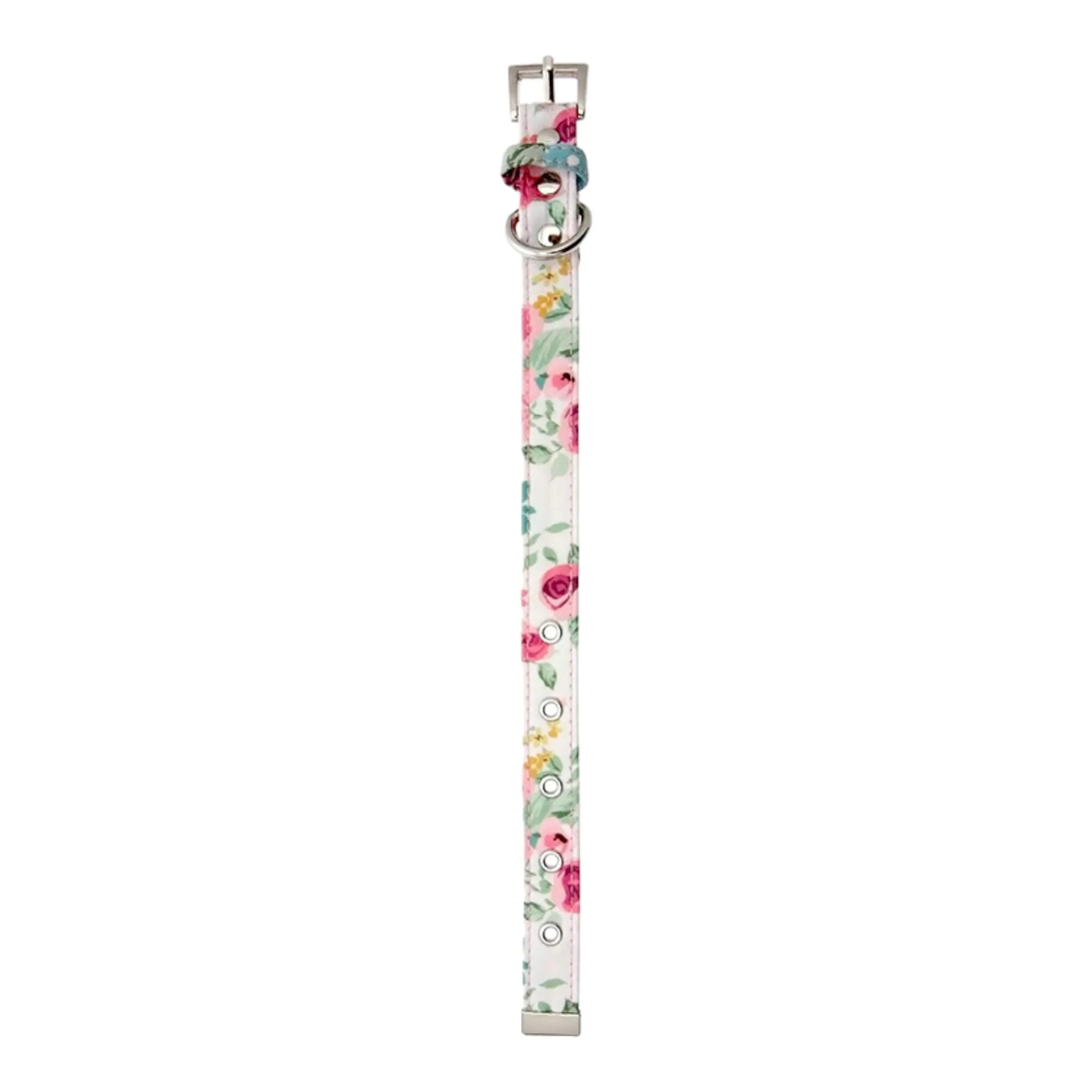 Pink Floral Cascade Fabric Dog Collar