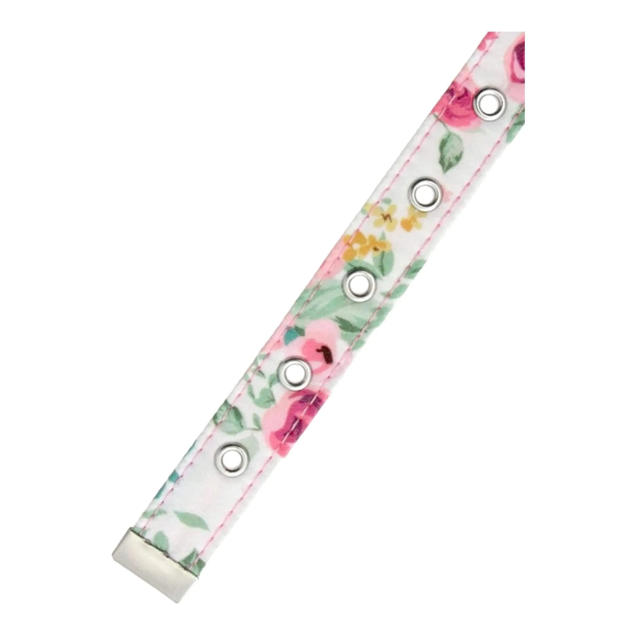 Pink Floral Cascade Fabric Dog Collar