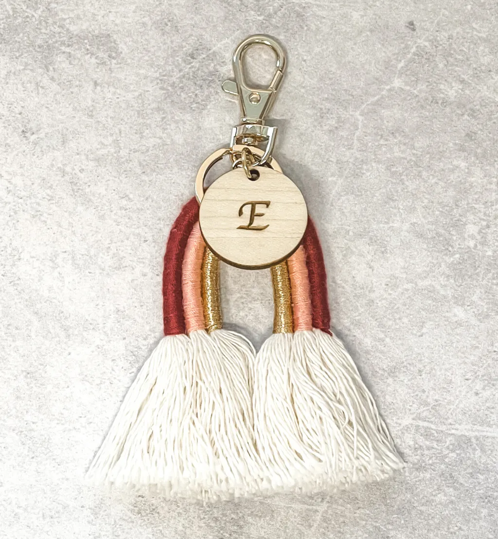 Rainbow Boho Tassel Personalised Keyring