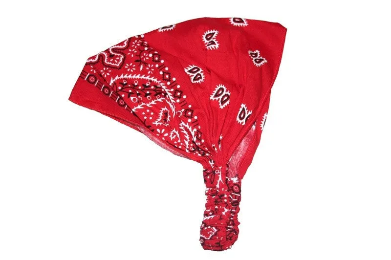 Red Patterned Elastic Bandana