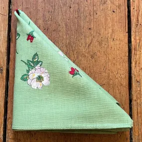 Regent - Cotton Hanky - Bandana - Apple Green with Wildflowers