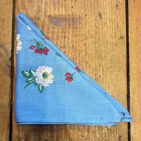 Regent - Cotton Hanky - Bandana - Sky Blue with Wildflowers