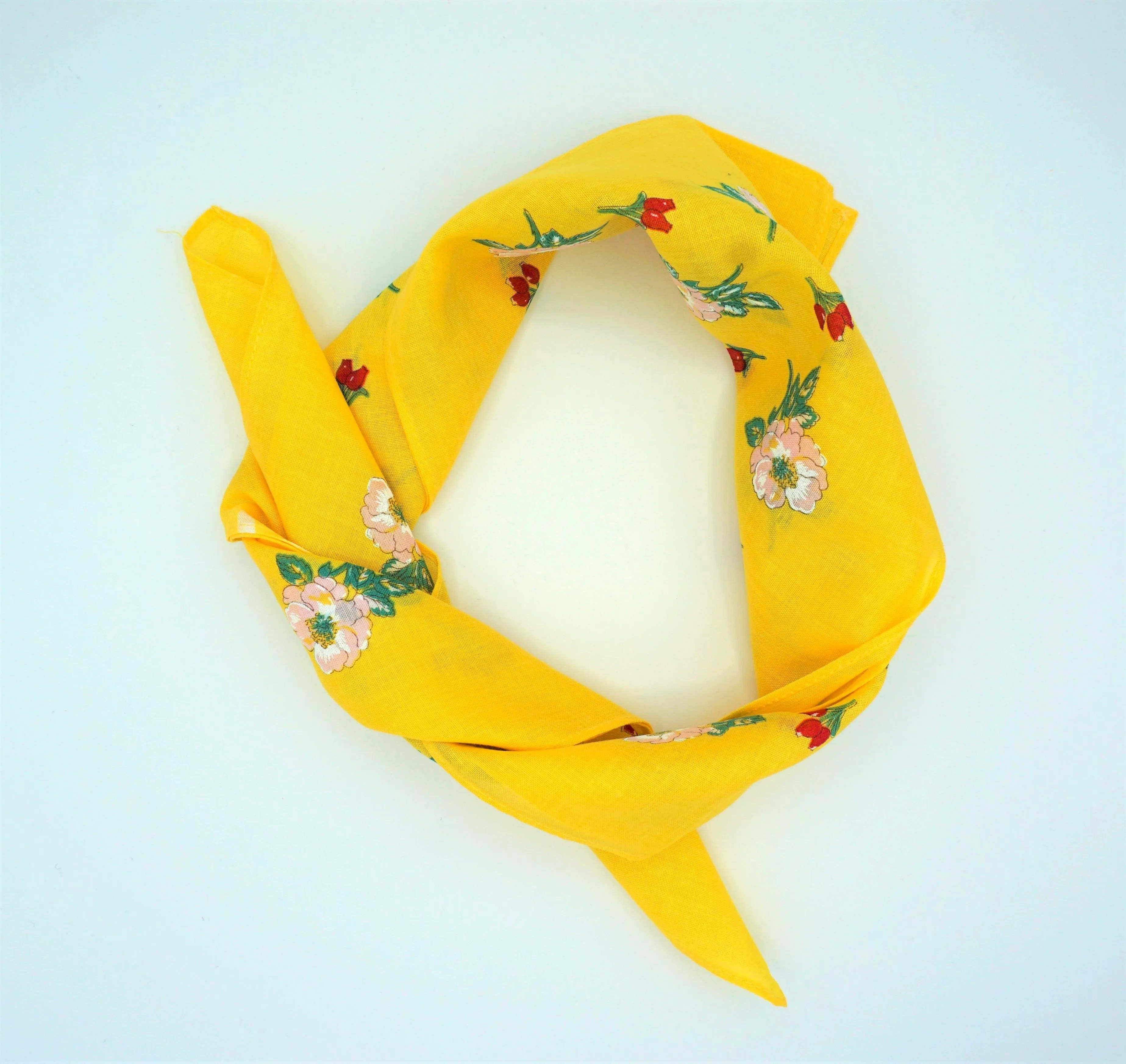 Regent - Cotton Hanky - Bandana - Yellow with Wildflowers