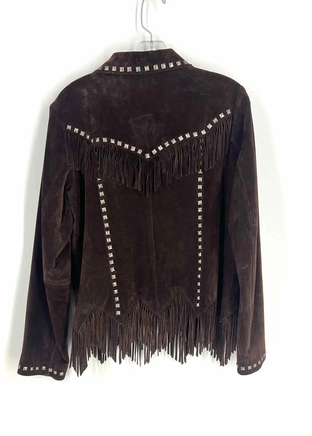 Saguaro Size L Chocolate/Brown Studded Fringe Blazer Jacket