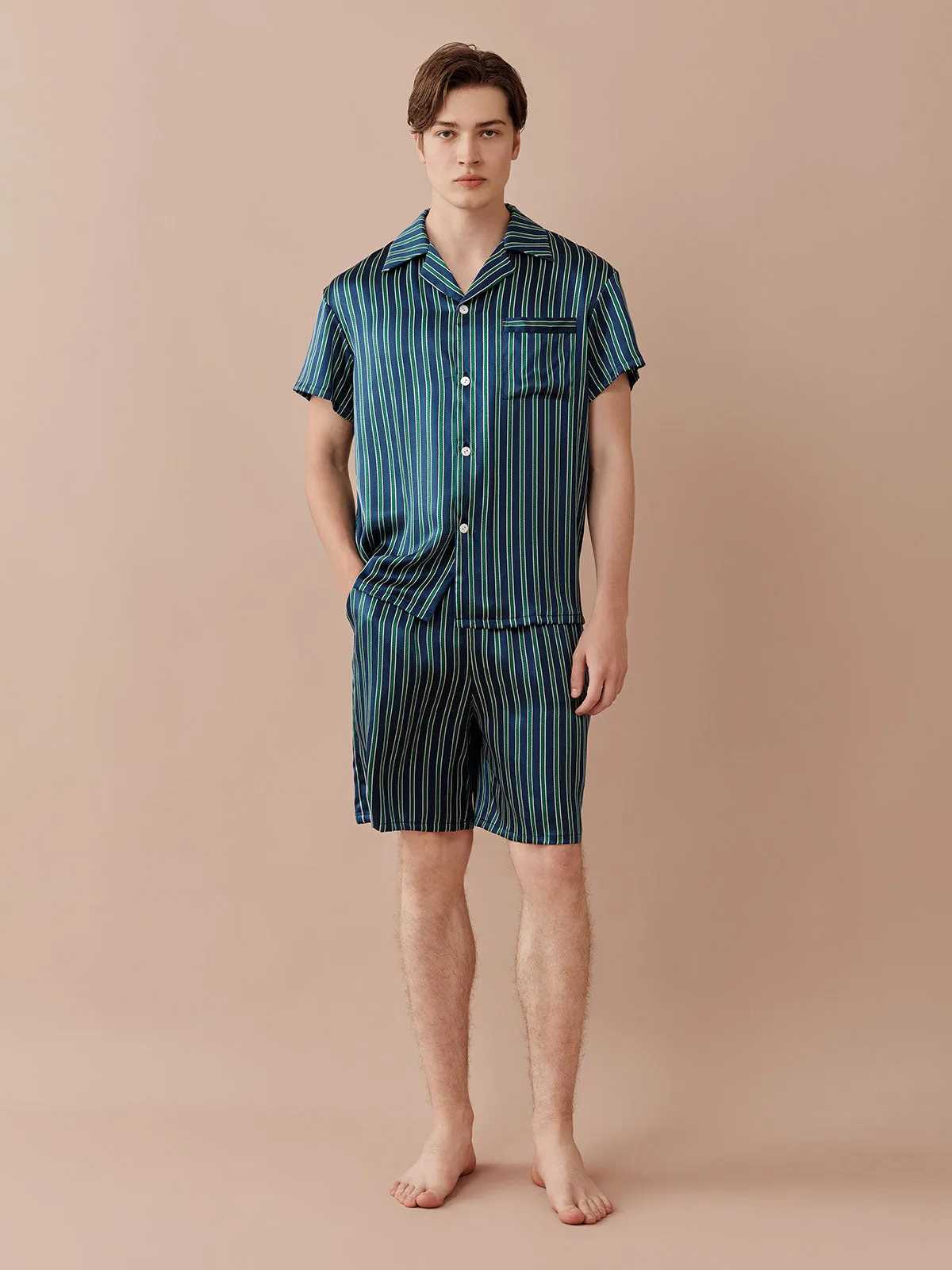 SILKINC Classic Striped Color Clash Short Men’s Pajama Set