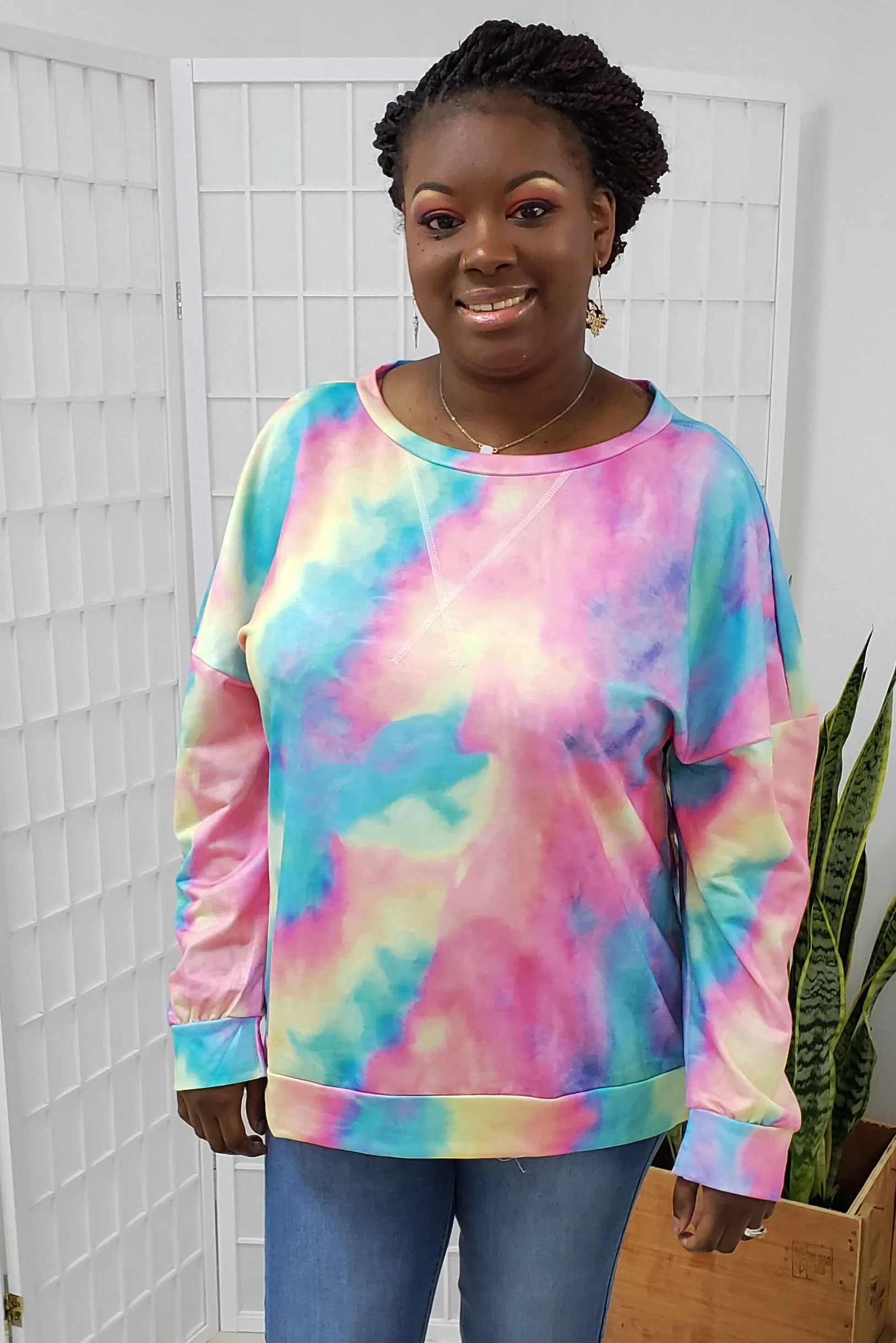 Skyla Pink Tie-Dye Top SMALL