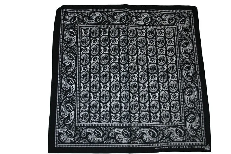 Square Black Patterned Bandana