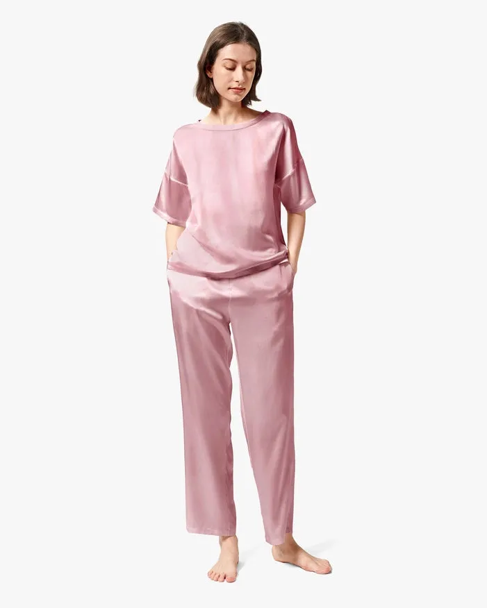 Sunday Morning Silk Pajamas Rosy Pink