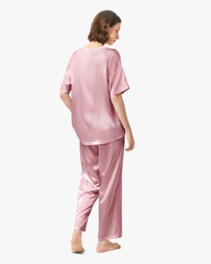 Sunday Morning Silk Pajamas Rosy Pink