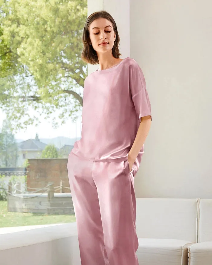 Sunday Morning Silk Pajamas Rosy Pink