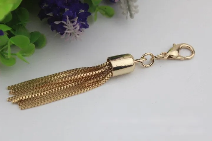 Tassel Keychain Bag Hardware Cute Light Gold 1/10 pcs Handmade Purse Handbag Making Metal Charms 110mm 4 1/4 Inch Bulk Wholesale Supplies