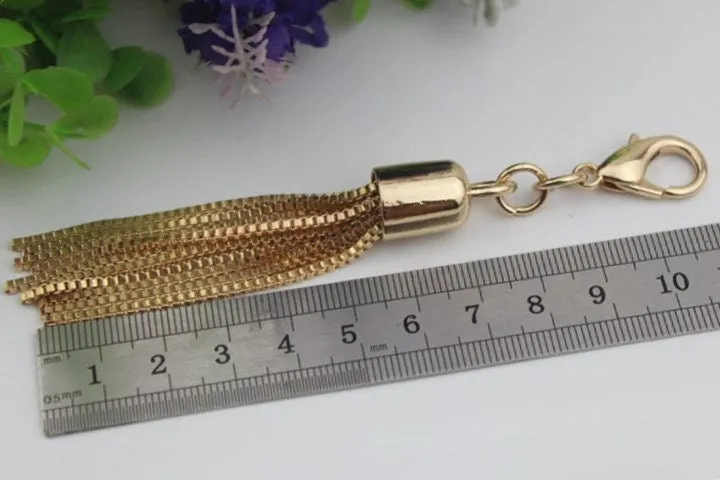 Tassel Keychain Bag Hardware Cute Light Gold 1/10 pcs Handmade Purse Handbag Making Metal Charms 110mm 4 1/4 Inch Bulk Wholesale Supplies