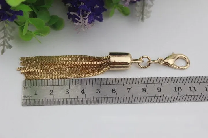 Tassel Keychain Bag Hardware Cute Light Gold 1/10 pcs Handmade Purse Handbag Making Metal Charms 110mm 4 1/4 Inch Bulk Wholesale Supplies