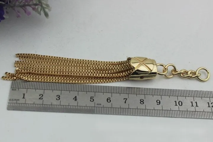 Tassel Keychain Bag Hardware Cute Light Gold 1/10 pcs Handmade Purse Handbag Making Metal Charms 120mm 4 3/4 Inch Bulk Wholesale Supplies