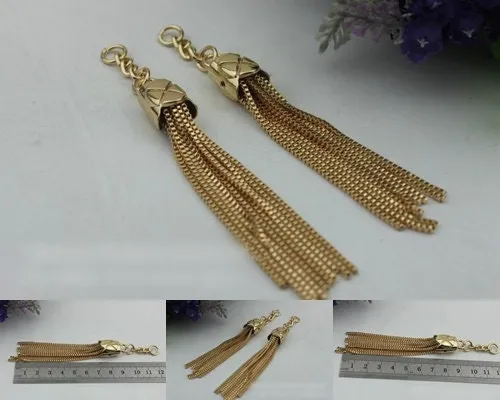 Tassel Keychain Bag Hardware Cute Light Gold 1/10 pcs Handmade Purse Handbag Making Metal Charms 120mm 4 3/4 Inch Bulk Wholesale Supplies