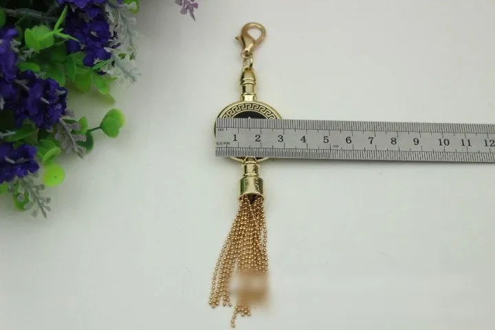 Tassel Keychain Bag Hardware Cute Light Gold 1/10 pcs Handmade Purse Handbag Making Metal Charms 145mm 5 3/4 Inch Bulk Wholesale Supplies