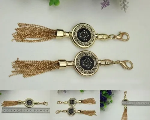 Tassel Keychain Bag Hardware Cute Light Gold 1/10 pcs Handmade Purse Handbag Making Metal Charms 145mm 5 3/4 Inch Bulk Wholesale Supplies