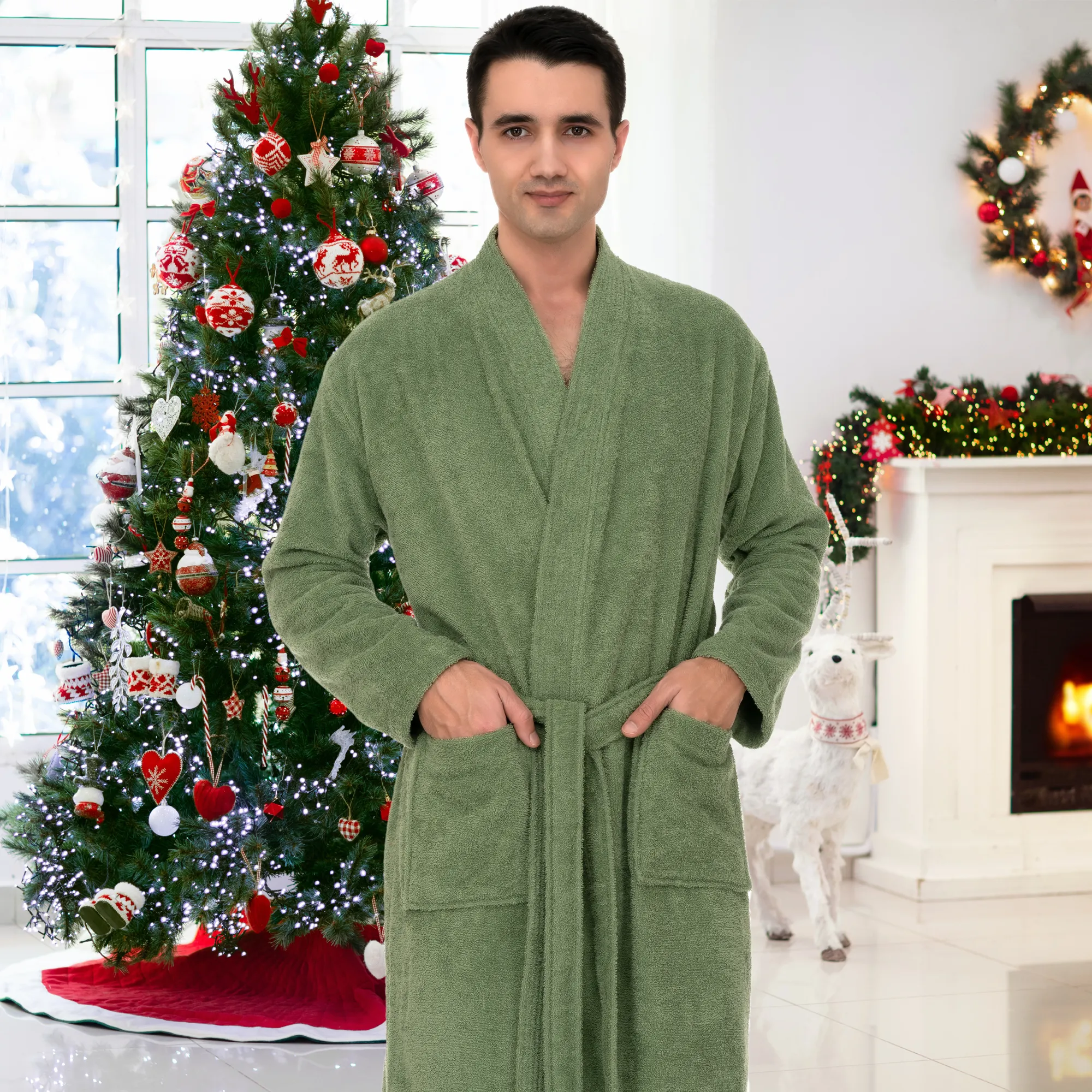 TowelSelections Mens Robe, Kimono Terry Cloth Bathrobe, Cotton Bath Robe for Men XS-3X