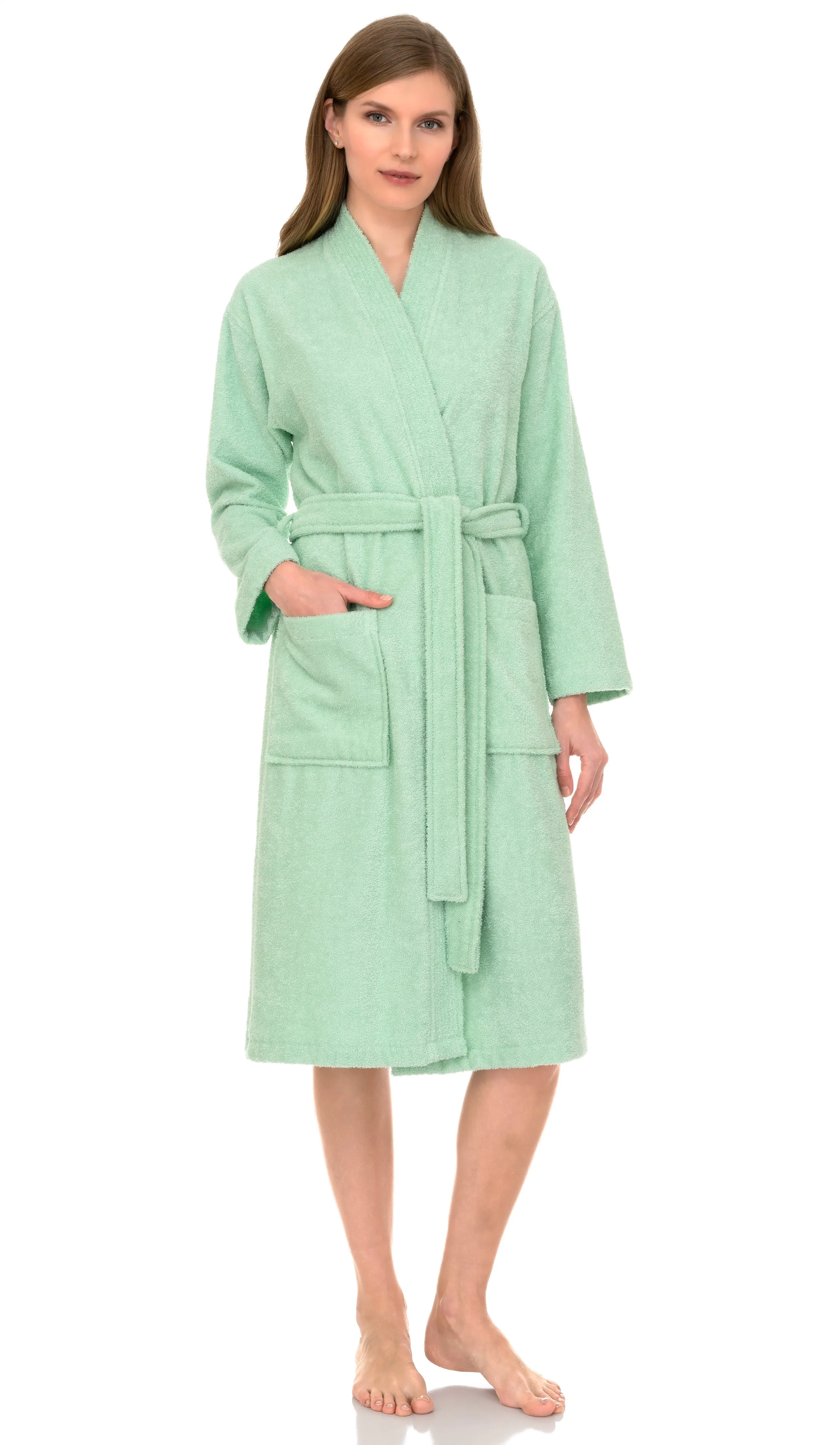 TowelSelections Womens Robe, Kimono Bathrobe for Women, 100% Cotton Knee Length Terry Cloth Robes for Women