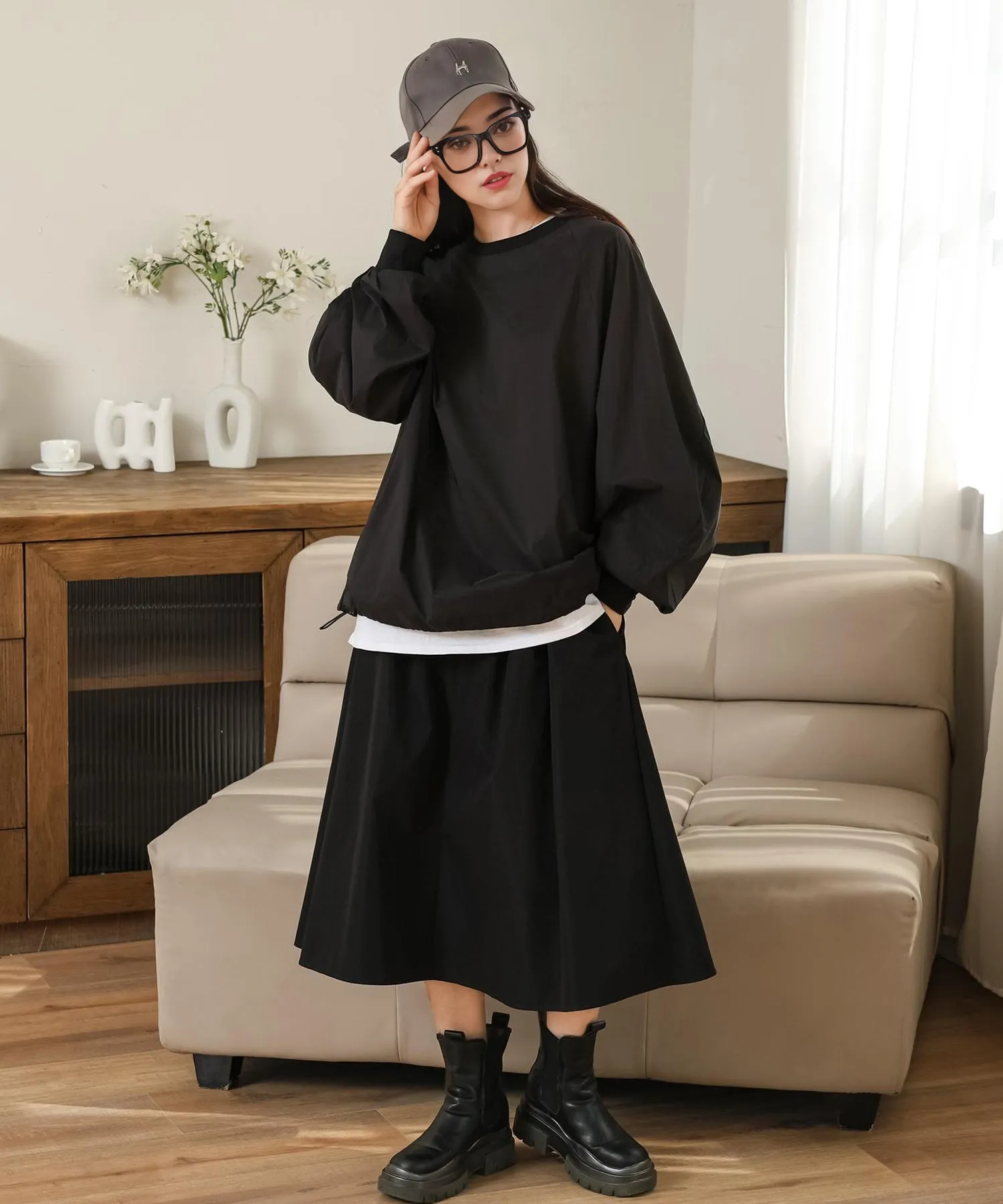 volume drawstring pullover