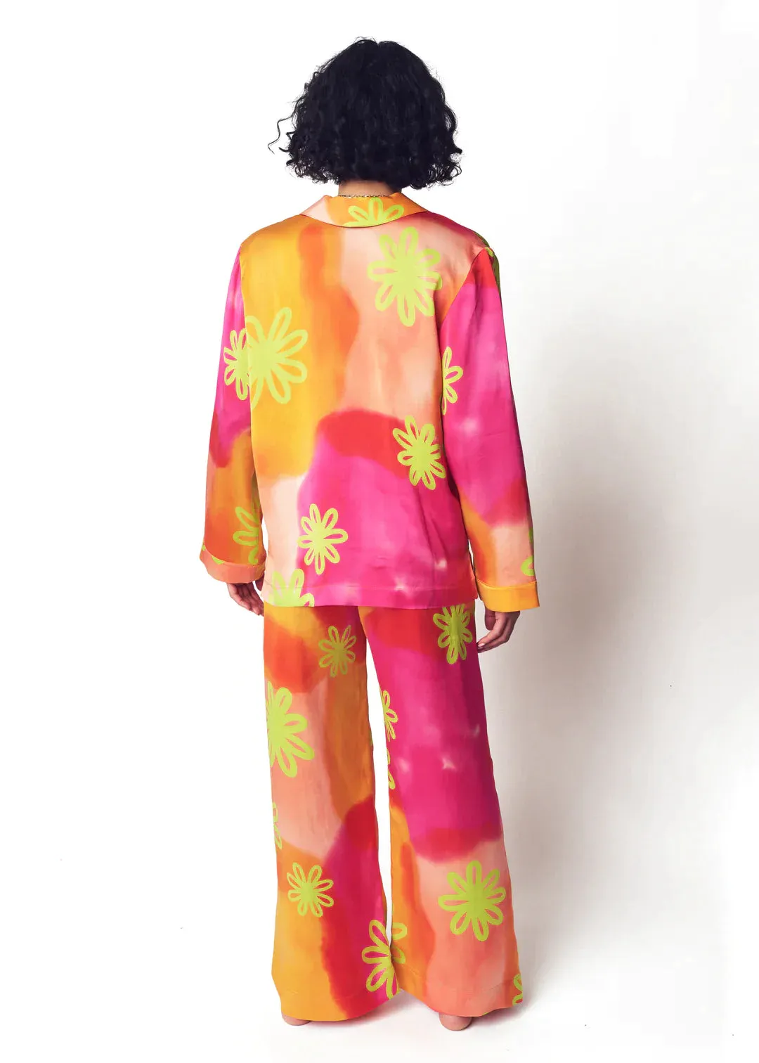 Watercolor Floral Silk Pajama Top