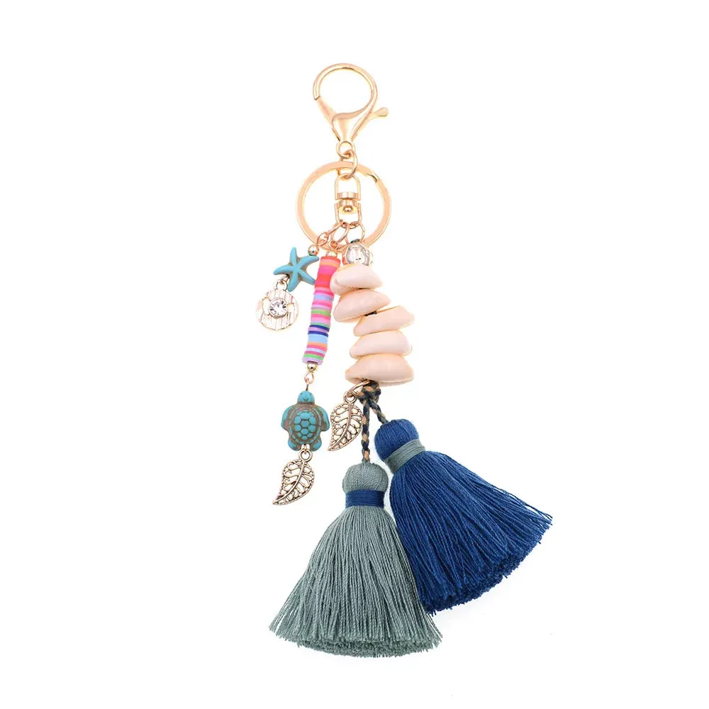 WELLMORE BOHO Keychain - Handmade Shell with Long Tassel