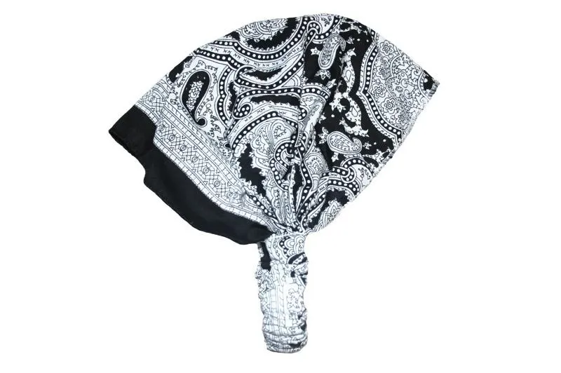 White Patterned Elastic Bandana