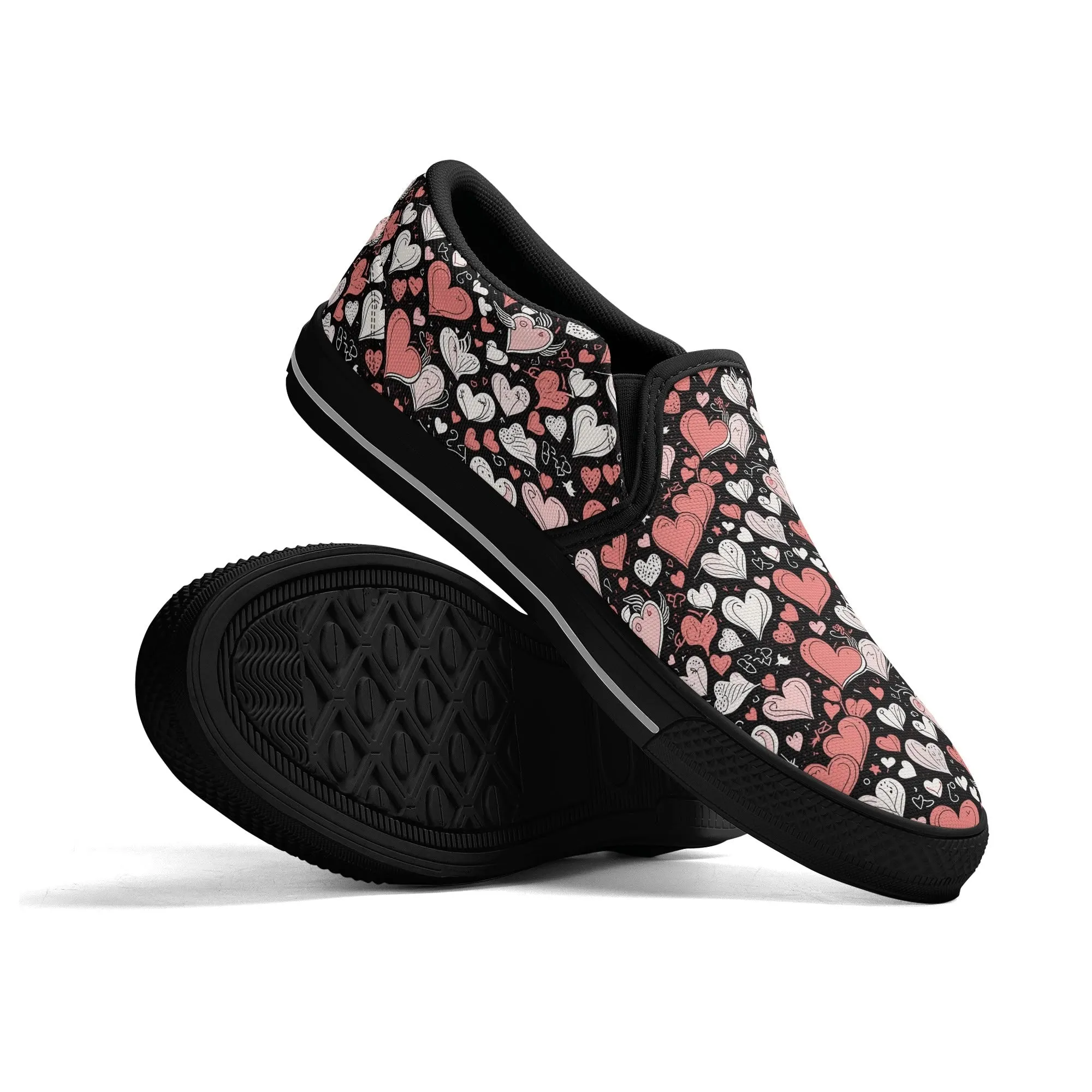 Womens Colorful Hearts Rubber Slip On Shoes