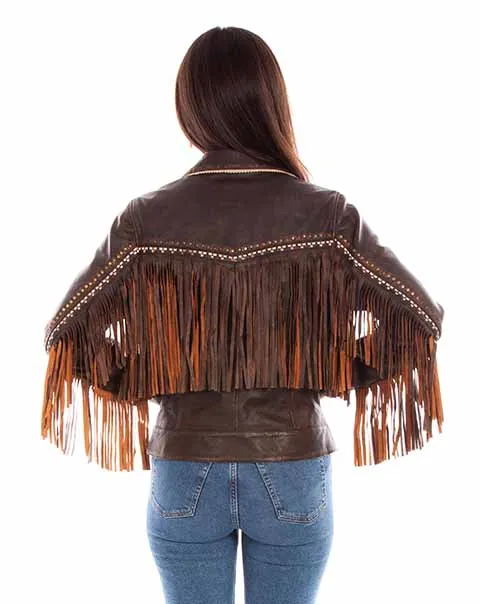 Women's Leather Jacket Collection: Scully Western Fringe Button Up