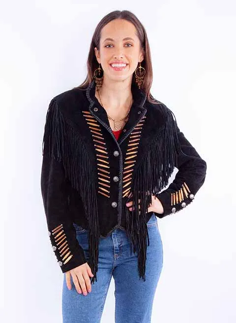 Women's Leather Jacket Collection Suede: Scully Western Fringe Whip Stitch