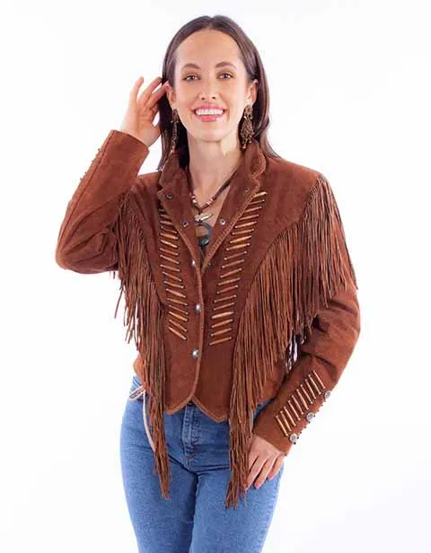 Women's Leather Jacket Collection Suede: Scully Western Fringe Whip Stitch