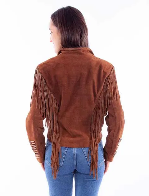 Women's Leather Jacket Collection Suede: Scully Western Fringe Whip Stitch