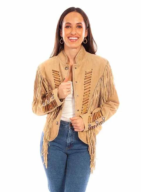 Women's Leather Jacket Collection Suede: Scully Western Fringe Whip Stitch