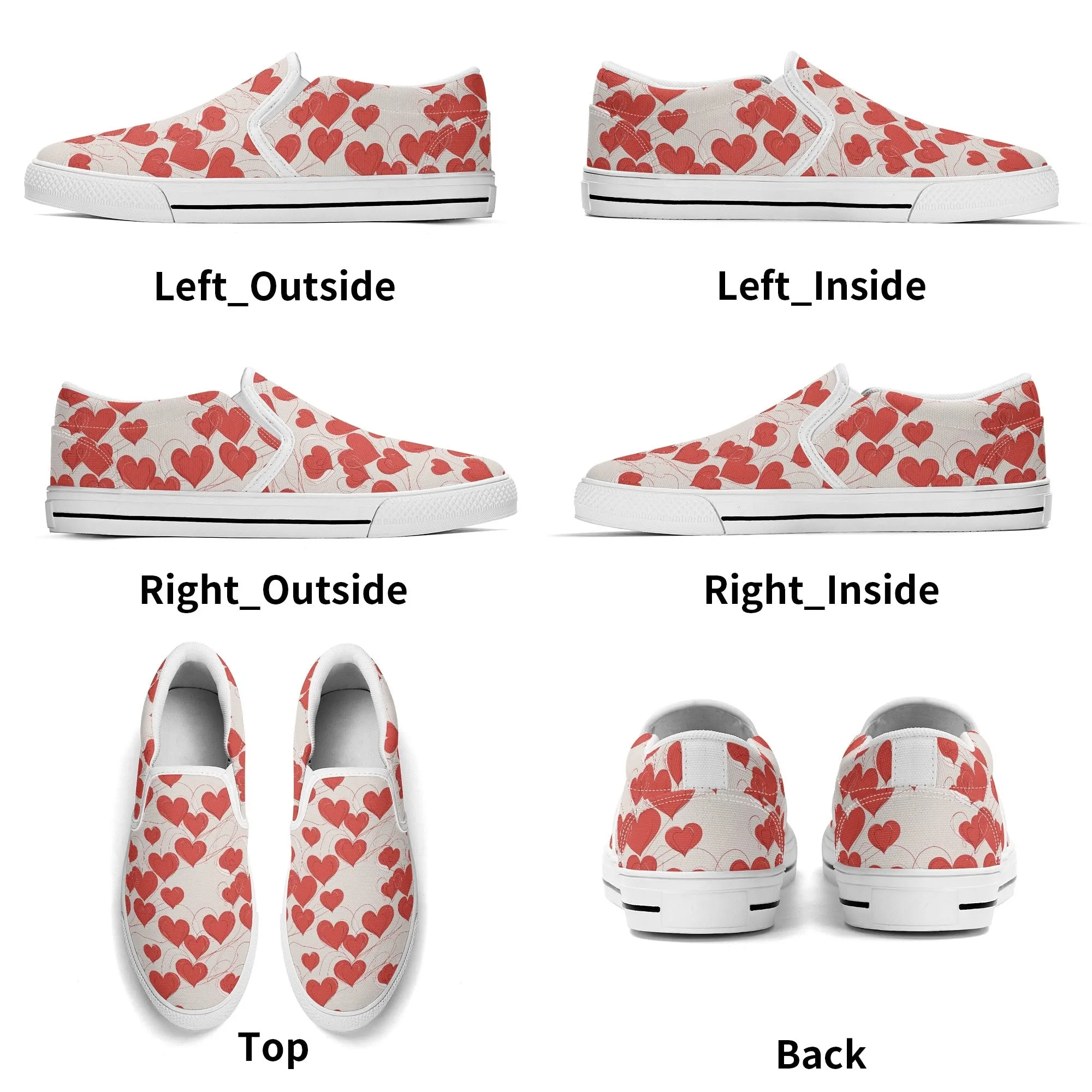 Womens Minimal Hearts Rubber Slip On Shoes